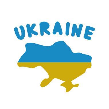 Yazdırma ve tasarım için Ukrayna haritalı kavram logosu. Vektör clipart.