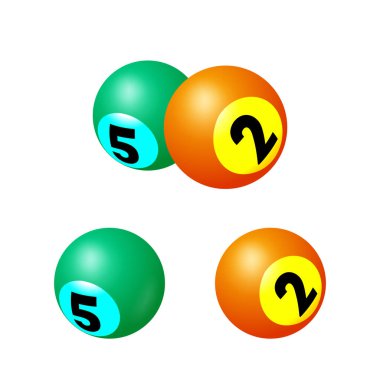 Baskı ve tasarım için gerçekçi bir bilardo ya da bingo topu seti. Vektör ortamı.