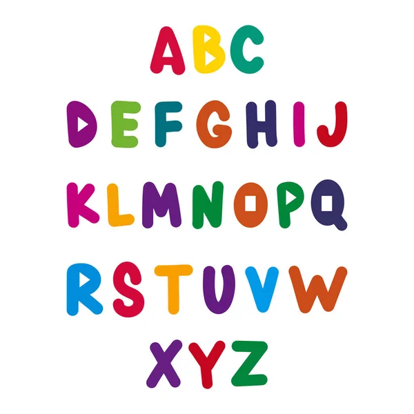 Διακοσμητική Χαριτωμένη Γραμματοσειρά Και Αλφάβητο Για Παιδιά Πολύχρωμο Διάνυσμα Κλιπ — Διανυσματικό Αρχείο