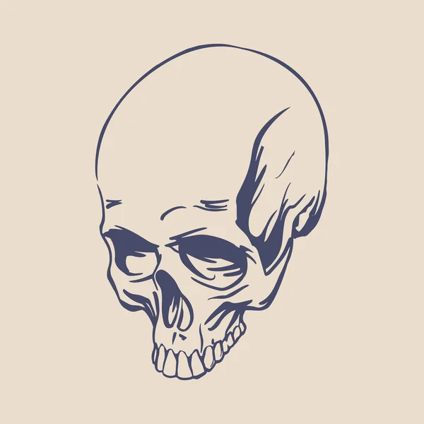 Teschio Realistico Disegnato Tatuaggio Design Horror Simbolo Della Morte Illustrazione — Vettoriale Stock