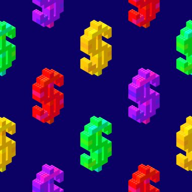 Dolar simgelerinin parlak güzel deseni. Vektör grafikleri