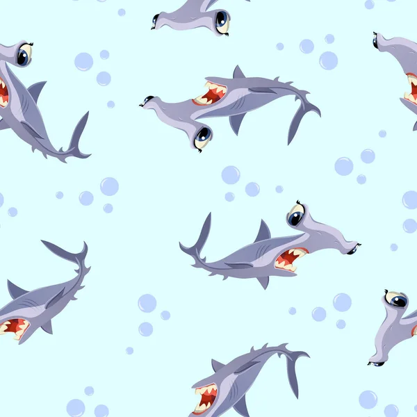 Vzor Žraloků Kresleném Stylu Světle Růžovém Pozadí Pro Tisk Design — Stockový vektor