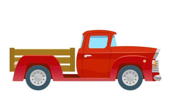 Caminhão Vermelho Isolado Fundo Branco Estilo Cartoon Para Impressão Design —  Vetores de Stock