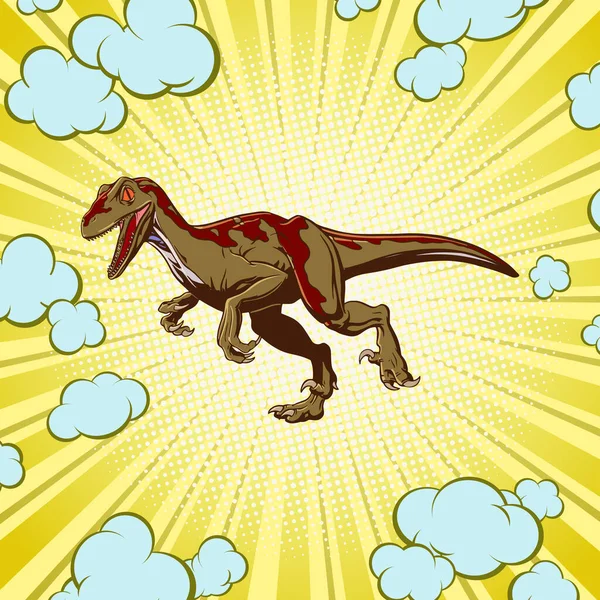 Konsep Raptor Dinosaurus Dalam Gaya Seni Pop Untuk Cetak Dan - Stok Vektor