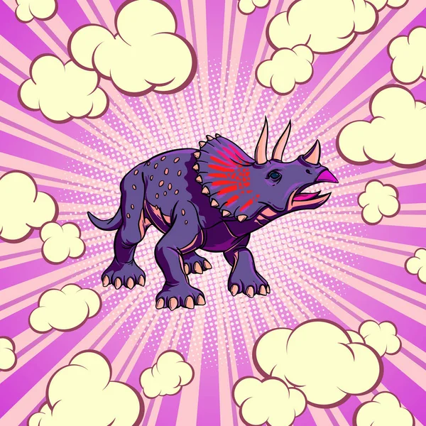 Pop Art Koncepció Triceratopsszal Nyomtatáshoz Tervezéshez Vektorelőfizető — Stock Vector