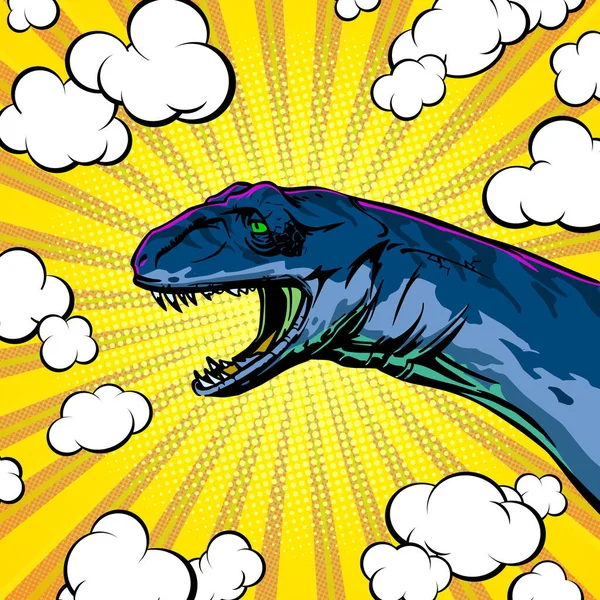 Pop Art Dinosaurus Kepala Konsep Untuk Cetak Dan Desain Klien - Stok Vektor