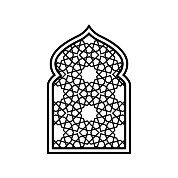 Domed Rzeźbione Orientalne Okno Stylu Sylwetki Druku Dekoracji Vector Clipart — Wektor stockowy