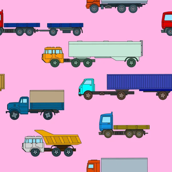 Multicolored Cartoon Truck Pattern Print Decoration Vector Clipart — Stock Vector