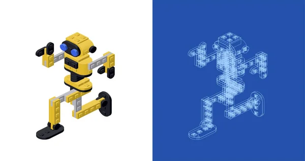 Концепция Танцующим Роботом Изометрическом Стиле Печати Декорирования Векторный Клипарт — стоковый вектор