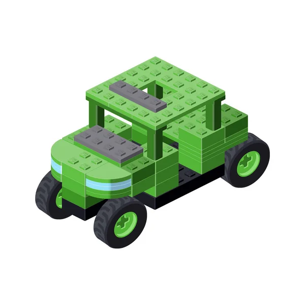 Katonai Terepjáró Izometriával Műanyag Kockákból Készült Játék Vektorelőfizető — Stock Vector