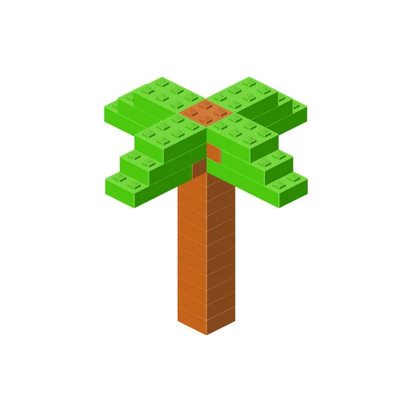 Пальмове Дерево Ізометрії Іграшка Пластикових Блоків Векторний Кліпарт — стоковий вектор