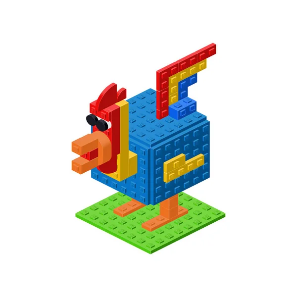 等深线上有趣的公鸡 Pixel艺术矢量图解 — 图库矢量图片