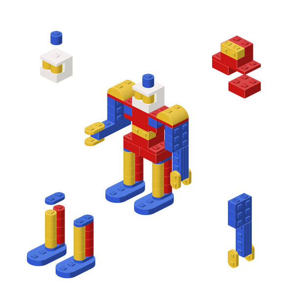 Концепция с роботом в изометрическом стиле для печати и оформления..