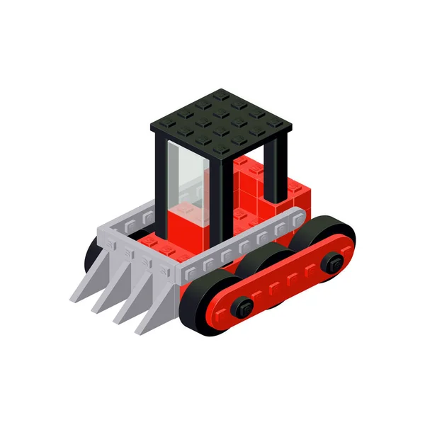 Tractor Rojo Isometría Ilustración Vectorial — Vector de stock