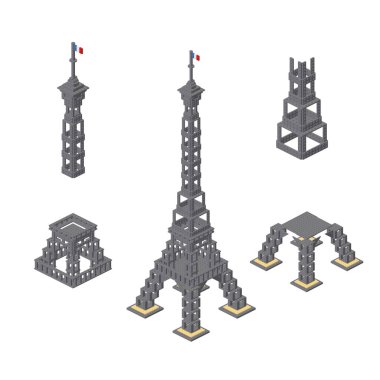 Baskı ve tasarım için Eiffel Kulesi 'ni izometrik tarzda kavramsallaştır..