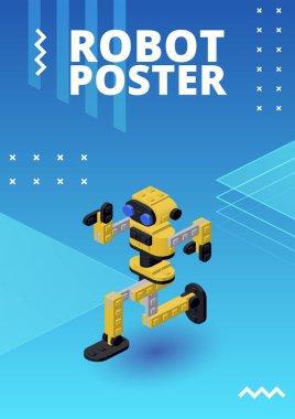 Baskı ve tasarım için robot posteri. Vektör ortamı.