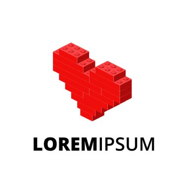 Baskı ve tasarım için kalbi olan logo. Vektör