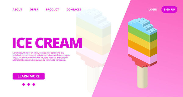 Web template with a ice cream. Vector illustration