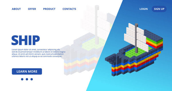 Веб-шаблон корабля. Векторная иллюстрация