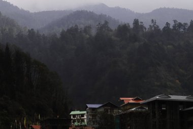 lachung, a beautiful mountain village in sikkim located at himalayan foothills and a popular tourist destination. lachung is a gateway of north sikkim, yumthang valley and zero point
