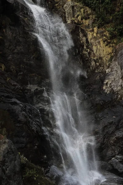 seven sisters waterfall and tropical rainforest, on himalayan foothills in sikkim, india