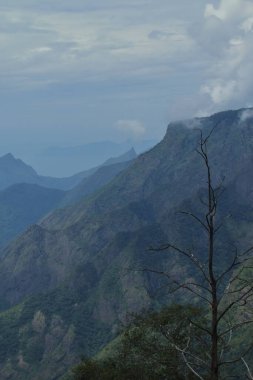 Dekan Platosu manzaralı dağ manzarası, Tamilnadu, Güney Hindistan 'daki Kodaikanal Hill İstasyonu' ndan güzel tahtırevan tepeleri.