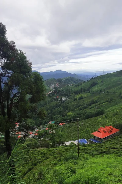 Exuberante Jardín Verde Paisaje Montañoso Las Estribaciones Del Himalaya Desde — Foto de Stock