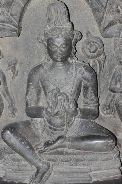 Kolkata Bengala Ocidental Índia Agosto 2023 Buda Esculpido Rocha Escultura — Fotografia de Stock