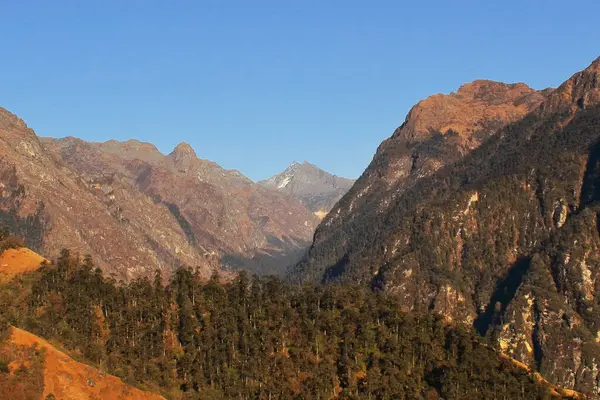 stock image panoramic view of beautiful himalaya mountains, remote countryside area of tawang district in arunachal pradesh, north east india