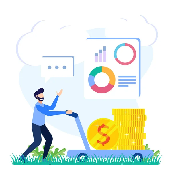 stock vector Vector illustration of a business concept, entrepreneur earning multiple business profits. fast economic growth, jobs, successful business.