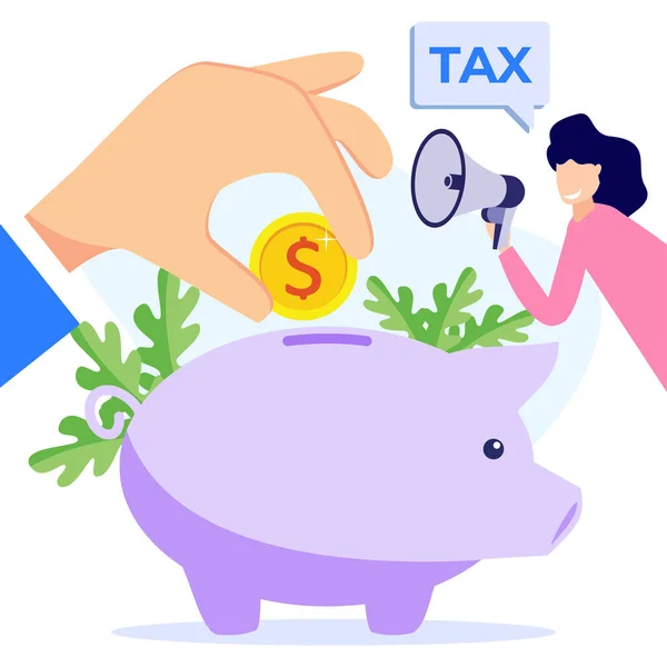 ビジネスコンセプトのベクトルイラスト 納税は毎年 従順に起業家が税金 資産価値を支払う 対象となる事業上の利益 — ストックベクタ