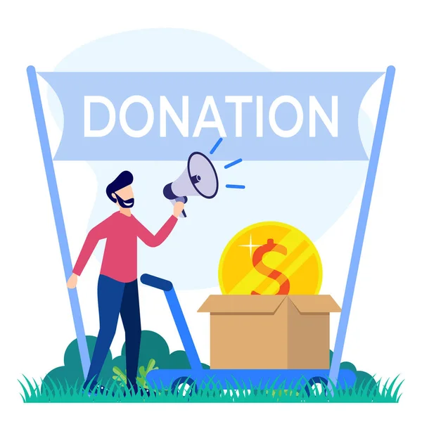 寄付のベクトル図は ボランティア支援の形や人間間の思いやり 愛と連帯の概念として 募金活動の資金集めと成長のための心を持つ木 — ストックベクタ