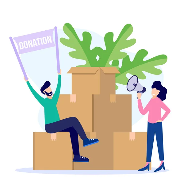 Vector Illustration Donation Form Volunteer Support Concept Caring Love Solidarity — Stock Vector