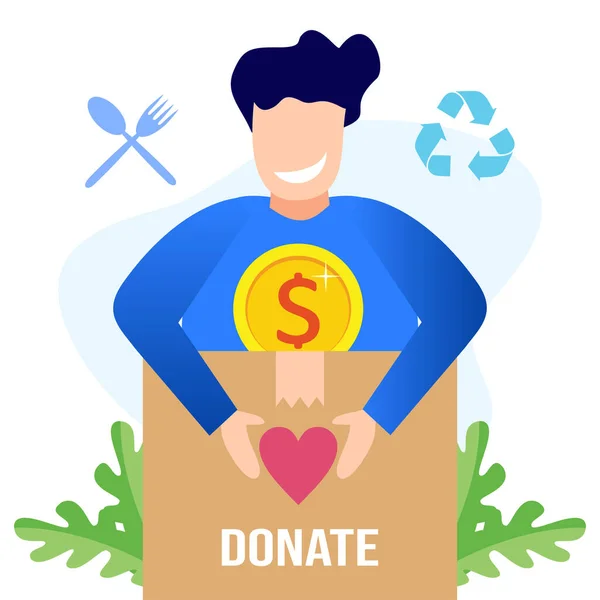 Vector Illustration Donation Form Volunteer Support Concept Caring Love Solidarity — Stock Vector