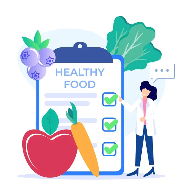 健康的な食文化の動きと菜食主義の食事のフラットベクトルイラスト 天然成分 健康のための栄養源 — ストックベクタ
