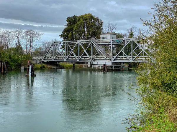 A small bridge across the river, Delta, California, USA - image