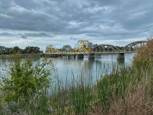 A small bridge across the river, Delta, California, USA - image
