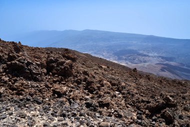 Tenerife, Kanarya Adaları 'ndaki El Teide volkanik kayalarının manzarası.