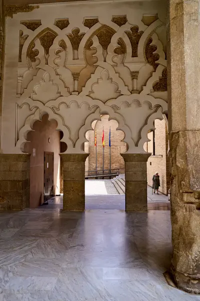 Stock image Columns of the marble hall of the Aljaferia Palace in Zaragoza, Aragon, Spain, 06-06-2024. High quality photo