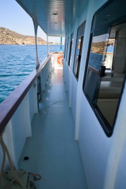 Denizdeki bir geminin koridoru. Yüksek kalite fotoğraf