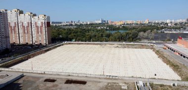 Kyiv, Ukraine July 28, 2020 Construction site of the zero cycle of a large entertainment center in Kyiv