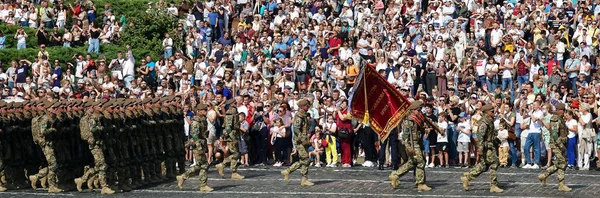 Kiev Ucrânia Agosto 2021 Colunas Soldados Das Forças Militares Ucrânia — Fotografia de Stock