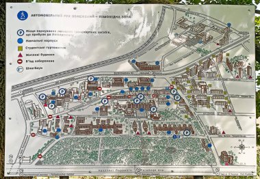 Kiev, Ukrayna 6 Temmuz 2021: Ukrayna Ulusal Teknik Üniversitesi - Kiev Politeknik Enstitüsü 'nün Kiev kentindeki bölgesinin haritası