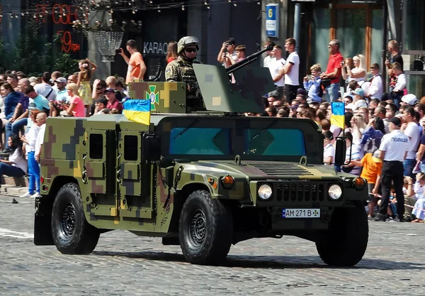 Kiev Ucrânia Agosto 2021 Veículos Blindados Celebração Anos Independência Ucrânia — Fotografia de Stock