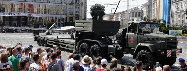 stock image Kyiv, Ukraine August 24, 2021: Bayraktar TB-2 strike complex at the celebration of 30 years of independence of Ukraine