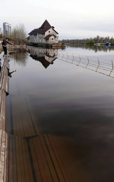 Kiev Ucrânia Abril 2023 Inundações Inundação Aterro Uma Nova Área — Fotografia de Stock