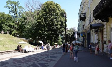 Kyiv, Ukraine July 6, 2024: street of Kyiv city near Zoloti Vorota metro station clipart