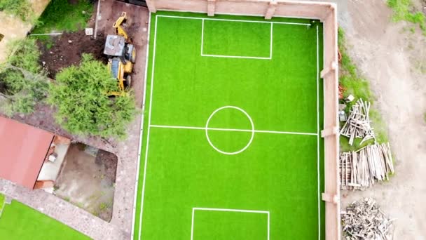 Drohnenvideo Von Einem Fußballplatz Auf Einer Baustelle Hochwertiges Fullhd Filmmaterial — Stockvideo