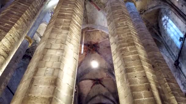 Hasta Interior Basílica Santa Maria Del Mar Imágenes Alta Calidad — Vídeos de Stock