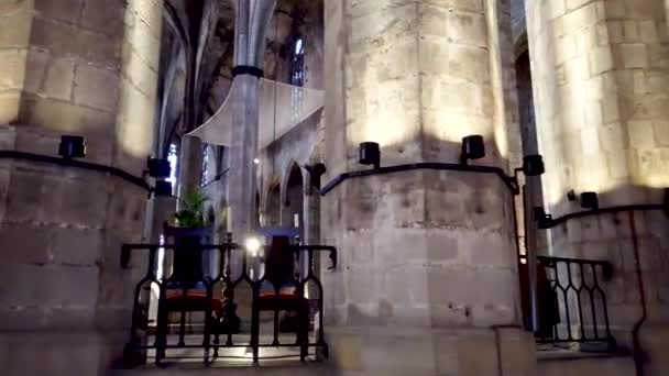 Caminando Dentro Basílica Santa María Del Mar Imágenes Alta Calidad — Vídeo de stock
